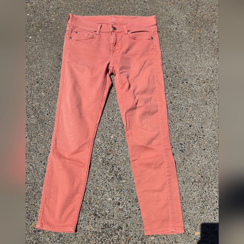 7 For All Mankind - The Cropped Skinny - Salmon Color